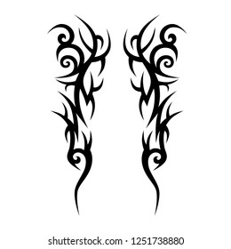  Tribal tattoos designs. Tattoo arm sleeve ideas. Vector sketch isolated abstract pattern shape illustration on white background.