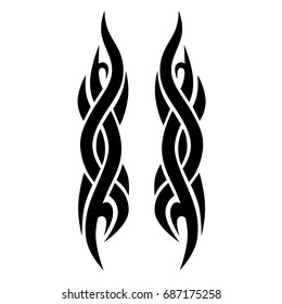 Tribal tattoos designs. Tattoo arm sleeve ideas. Vector sketch isolated abstract pattern shape illustration on white background.