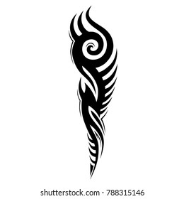 Tribal Tattoos Designs. Tattoo Arm Sleeve Ideas. Vector Sketch Isolated Abstract Pattern Shape Illustration On White Background.