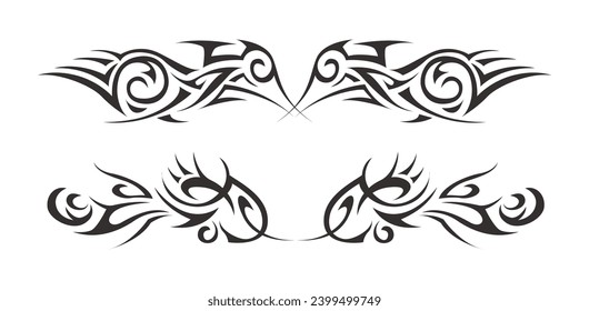 Tribal tattoos set art in black colour