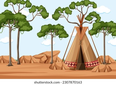 Ilustración vectorial de tienda tribal o tipi