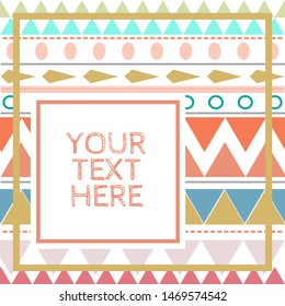tribal textile pattern in varied stripes and chevron in coral & blue