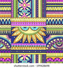 Tribal texture. Original drawing tribal doddle ethnic pattern. Seamless pattern with geometric elements.