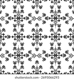 Patrón de seda tribal y tailandés en tonos blancos y negros: elegante diseño de Vector cultural perfecto para telas, estampados textiles, Fondos de pantalla y fondos decorativos tradicionales