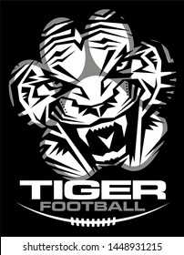 tribal tiger football team design with paw print for school, college or league