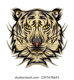 Tribal tiger head mascot sticker illustration. Perfect for tattoos, stickers, hats, clothes, logos, icons