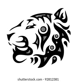 tribal tiger head - vector illustration