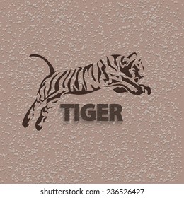 Tribal Tiger Jump - Vector Tattoo