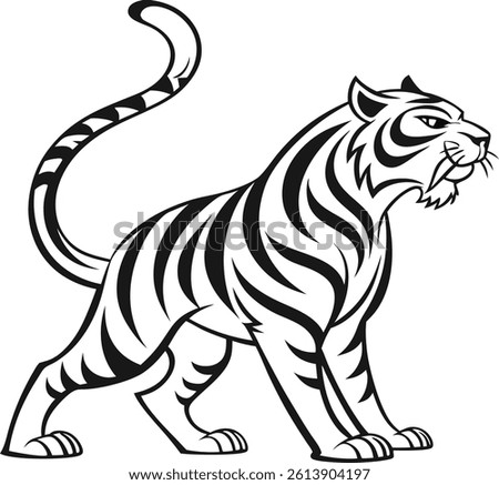 Tribal Tiger Vector Illustration | Bold Black and White Stylized Animal Design for Tattoo or Logo