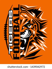 tribal tigers football team design with mascot and laces for school, college or league