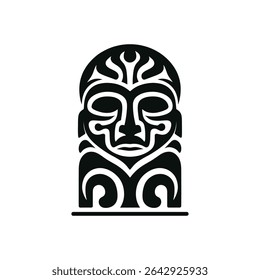 Tribal Tiki Mask Statue Silhouette Vector for Polynesian Cultural Art and Decor Projects