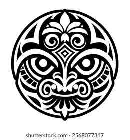 Tribal tiki symbol icon in solid style