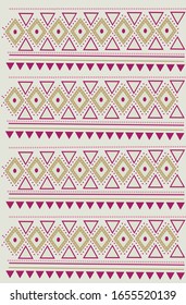 a tribal traditional pattern containing ornaments that could apply to textiles and fabrics