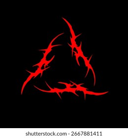 tribal triangle symbol vector on black background, bold tattoo style design