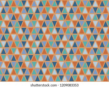 Tribal triangles grid mosaic tiles lines vector seamless pattern. Colorful triangle tiles geometric background. Trendy triangular shapes grid. Geometric polygon elements simple wallpaper.