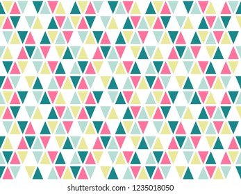 Tribal triangles grid mosaic tiles lines vector seamless pattern. Colorful triangles mosaic geometric background. Trendy triangular shapes grid. Geometric polygon elements ethnic design.