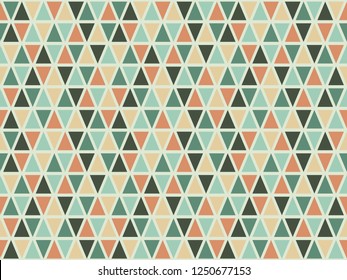 Tribal triangles grid mosaic tiles lines vector seamless pattern. Colorful triangle tiles geometric background. Creative triangular shapes grid. Geometric polygon elements ethnic design.