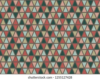 Tribal triangles grid mosaic tiles lines vector seamless pattern. Colorful triangle tiles geometric background. Beautiful triangular shapes grid. Geometric elements absrtact vector.