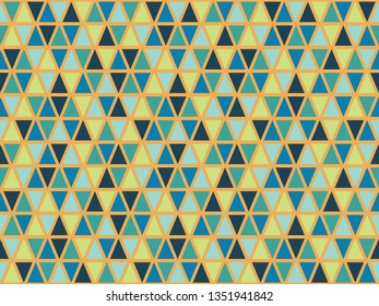 Tribal triangles grid mosaic tiles lines vector seamless pattern. Colorful triangle lines geometric background. Hipster triangular shapes grid. Geometric polygon elements simple wallpaper.