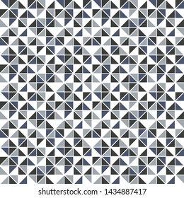 Tribal triangles grid mosaic tiles lines vector seamless pattern. Colorful triangles mosaic geometric background. Modern triangular shapes grid. Geometric polygon elements graphic design.