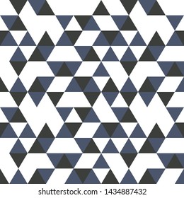 Tribal triangles grid mosaic tiles lines vector seamless pattern. Colorful triangles mosaic geometric background. Modern triangular shapes grid. Geometric polygon elements graphic design.