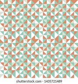 Tribal triangles grid mosaic tiles lines vector seamless pattern. Colorful triangles mosaic geometric background. Modern triangular shapes grid. Geometric polygon elements graphic design