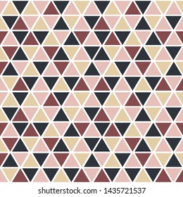 Tribal triangles grid mosaic tiles lines vector seamless pattern. Colorful triangles mosaic geometric background. Modern triangular shapes grid. Geometric polygon elements graphic design