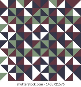 Tribal triangles grid mosaic tiles lines vector seamless pattern. Colorful triangles mosaic geometric background. Modern triangular shapes grid. Geometric polygon elements graphic design