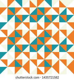 Tribal triangles grid mosaic tiles lines vector seamless pattern. Colorful triangles mosaic geometric background. Modern triangular shapes grid. Geometric polygon elements graphic design