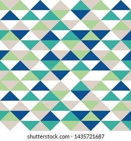 Tribal triangles grid mosaic tiles lines vector seamless pattern. Colorful triangles mosaic geometric background. Modern triangular shapes grid. Geometric polygon elements graphic design
