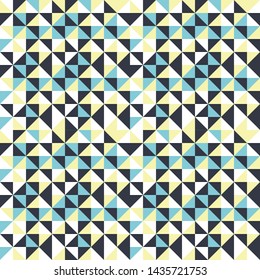 Tribal triangles grid mosaic tiles lines vector seamless pattern. Colorful triangles mosaic geometric background. Modern triangular shapes grid. Geometric polygon elements graphic design