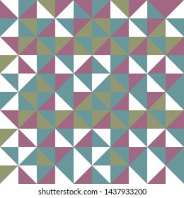 Tribal triangles grid mosaic tiles lines vector seamless pattern. Colorful triangles mosaic geometric background. Modern triangular shapes grid. Geometric polygon elements graphic design 
