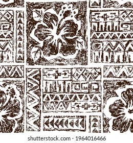 Tribal tropical art pattern of indigenous Hawaiian and Polynesian culture