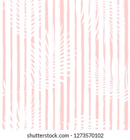 Tribal tropical pattern, palm leaves seamless vector floral background. Exotic plant on stripes. spring nature jungle print. Leaves of palm tree on paint lines. ink brush strokes. pink girly pattern.