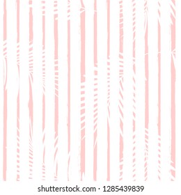 Tribal tropical pattern, palm leaves seamless vector floral background. Exotic plant on stripes. spring nature jungle print. Leaves of palm tree on paint lines. ink brush strokes. pink girly pattern.