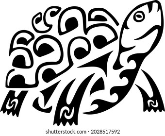 Tribal turtle tattoo vector art. Polynesian design pattern, isolated shape illustration