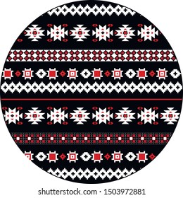 Tribal ukrainian picture. Ancient ornamental print. 