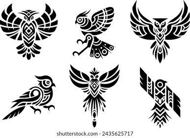 Tribal of various detailed birds