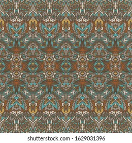 Tribal vector abstract geometric ethnic seamless pattern ornamental. Aztec tribal striped autumn textile design