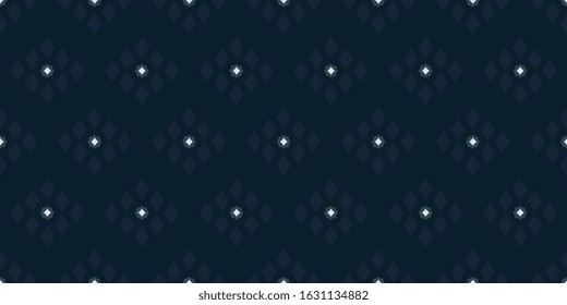 Tribal vector background coal black modern masculine pattern. Rhombus shapes abstract repeat motif halftone textured surface. Exagerated geo print block for male polo t shirt, patchwork fabric