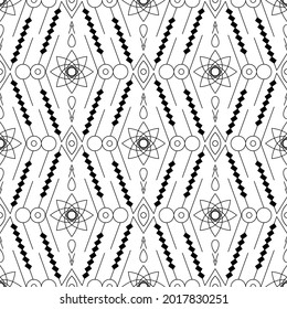 Tribal vector black and white pattern. Ethnic seamless texture with geometric ornament
