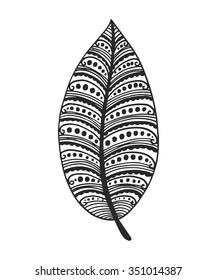 Tribal vector feather. Hand drawn indian illustration. Vintage poster.