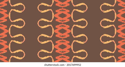 Stammesvektor Geo Boho. Gelbe abstrakte Ornamente. Bekleidung Hippie Böhm. Braun Design Hand gemacht. Braunes Grafikmosaik. Aztec Tapestry. Geometrisches Kissengehäuse, Trendy.