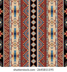 Tribal vector with geometric shapes.  Southwestern style seamless pattern. Design for background, carpet, wallpaper, home decoration, fabric and textile