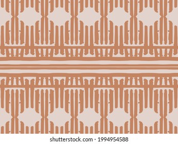 Vector Tribal Ikat Geo Tile. Papel de escritorio gráfico Skintone. Asustado Hippie Bohemian. Diseño Beige hecho a mano. Tapiz abstracto Beige. Obras de arte africanas. Moqueta de moda geométrica.