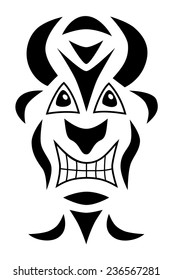 Tribal vector image of a mask with horns. 