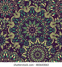Tribal vector mandala. Vintage design for printing. Hand drawn background. Islam, Arabic, Indian, ottoman oriental ornament.
