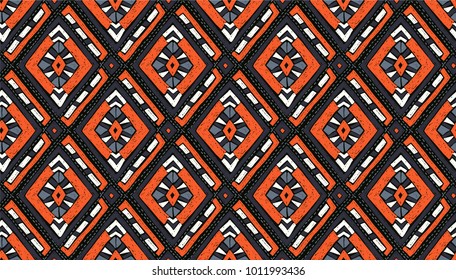 Tribal Vector Ornament. Seamless African Pattern. Ethnic Carpet With Chevrons. Aztec Style. Geometric Mosaic On The Tile, Majolica.  Ancient Interior. Modern Rug. Geo Print On Textile. Vintage Fabric.