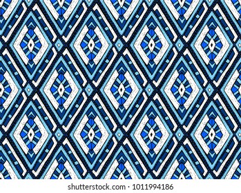 Tribal vector ornament. Seamless African pattern. Ethnic carpet with chevrons. Aztec style. Geometric mosaic on the tile, majolica.  Ancient interior. Modern rug. Geo print on textile. Vintage fabric.