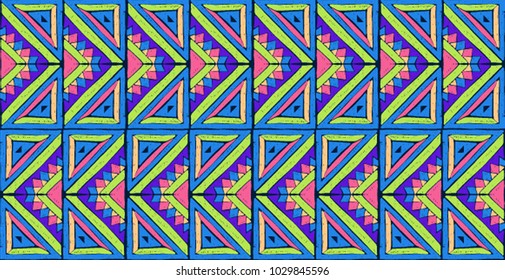 Tribal vector ornament. Seamless African pattern. Ethnic carpet with chevrons. Aztec style. Geometric mosaic on the tile, majolica.  Ancient interior. Modern rug. Geo print on textile. Vintage fabric.